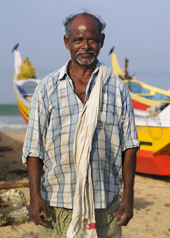 Indian fisherman in Kerela.重复图片